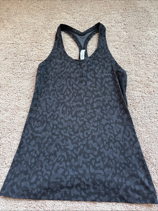 lululemon athletica Tops - lululemon athletica Black Charcoal Leopard-Print Racerback Tank